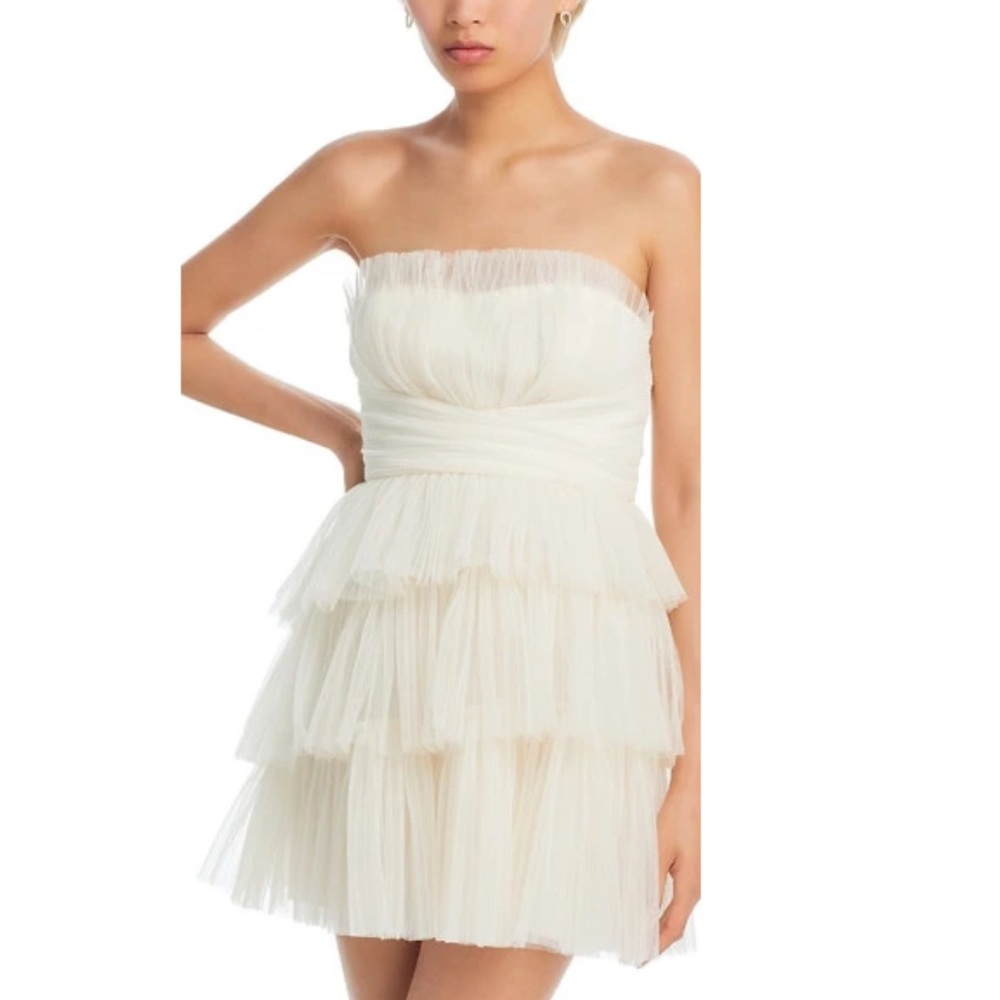 BCBGMaxazria Strapless Tiered Tulle Mini Dress Size 12 New w/Tag ONLINE for $398 - Picture 7 of 17